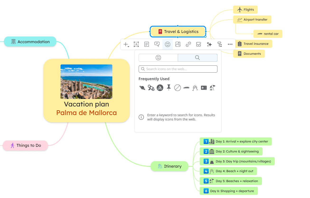 Search web icons for your mind map