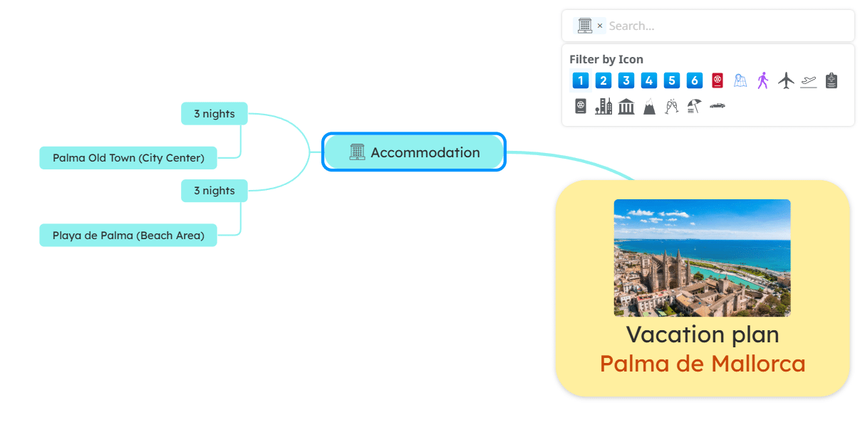 Filter mind maps by icons
