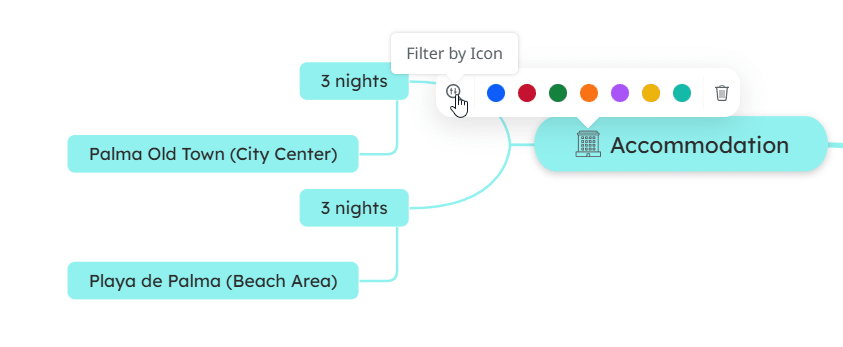 Filter topics of your mind maps by the icons from topics