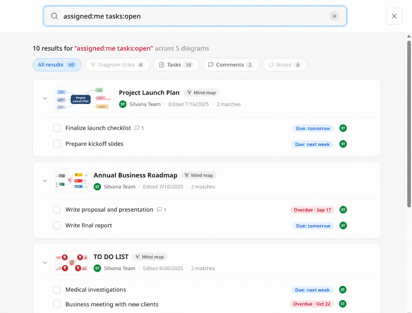 Mulquatro dashboard search for tasks