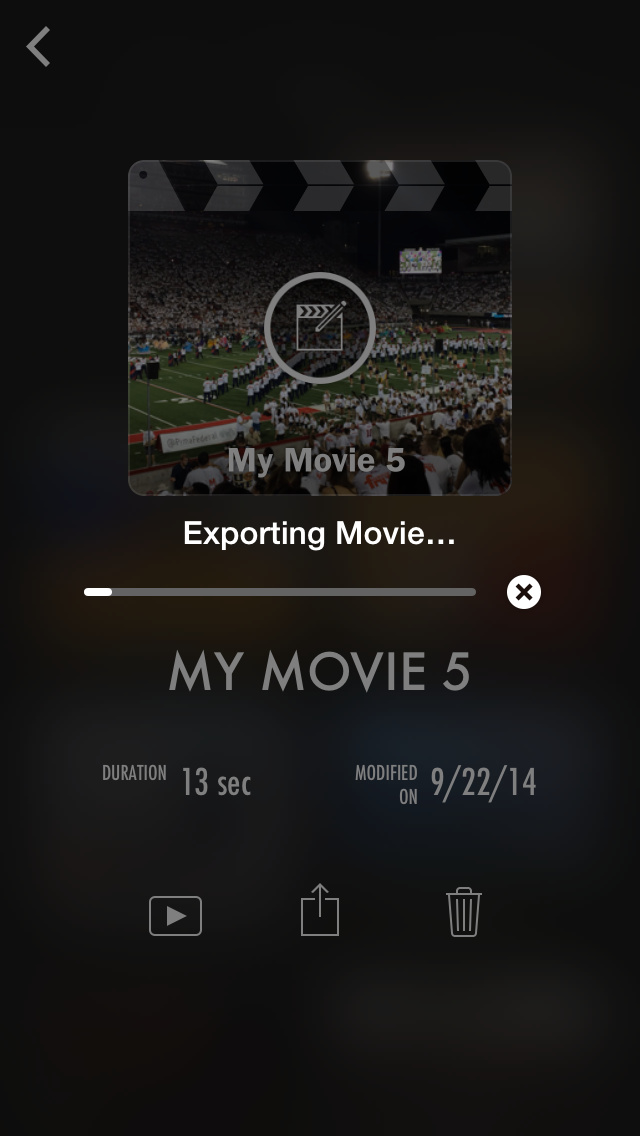 5. Your movie will then export. The export time will vary based on the length of the movie.