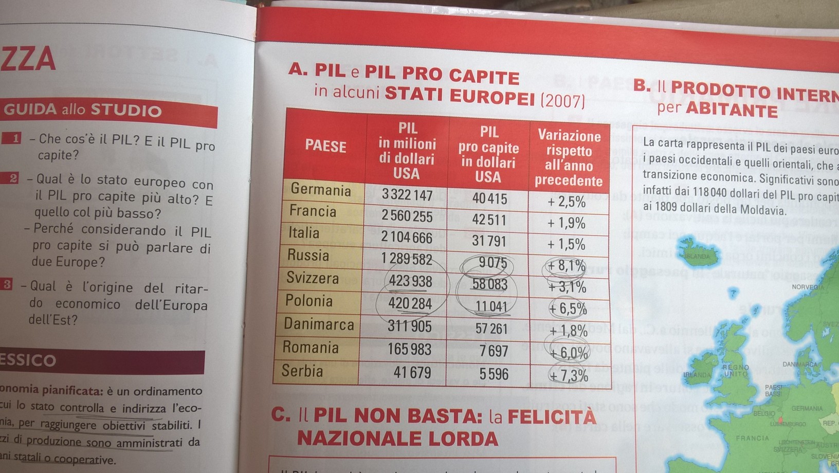 confronto con il PIL dell'anno precedente per capire se l'economia di quel Paese sta crescendo