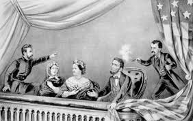 John Wilkes Booth assassinates President Lincoln in the Ford Theater as he's just entering his second term. This leads to ano