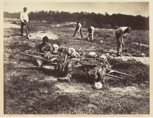 Alexander Gardner, A Burial Party, Cold Harbor, Virginia, 1865, Albumen print.