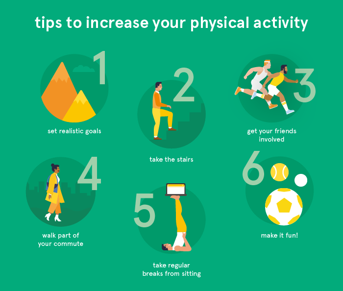 Lifestyle Changes
Here are a few ways you can change your lifestyle to help lower your blood pressure:
Increase Physical Acti