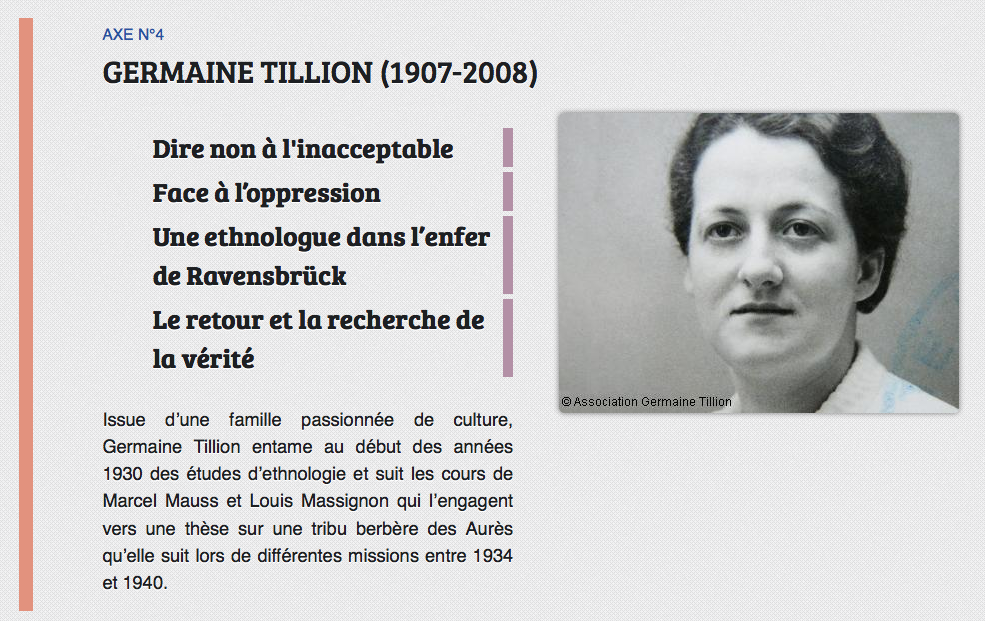 Germaine Tillion (1907-2008) dossier en ligne transmédia