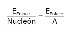 Energía de enlace
por nucleón