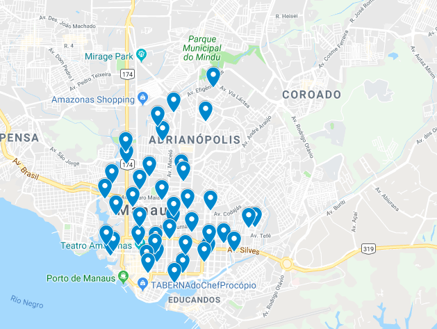 Os dados listados são referentes a escolas eleitorais em Manaus