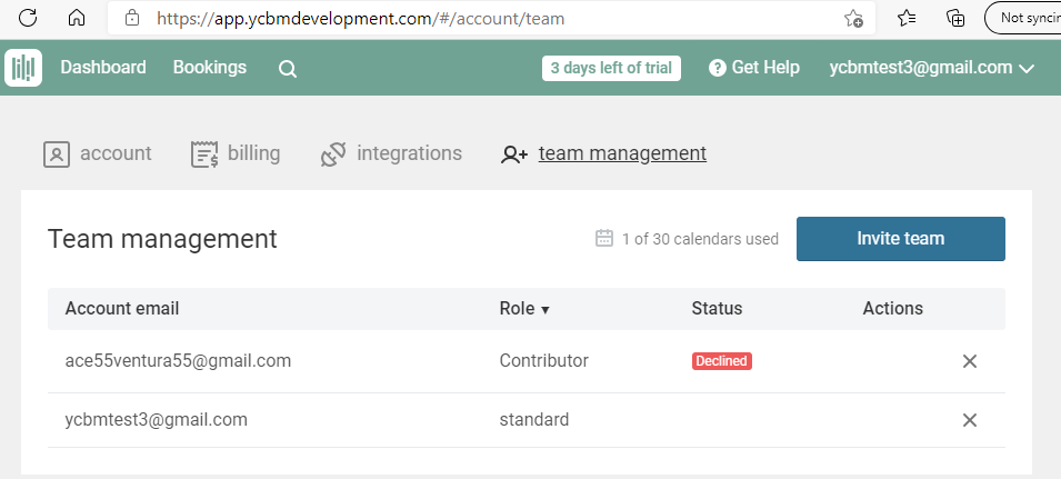 no indication on the team management page that this feature is free-trial only