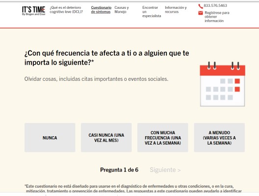 CUESTIONARIO DE BIOGEN PARA ATRAER CLIENTES A SUS MEDICAMENTOS PARA EL ALZHEIMER                                             