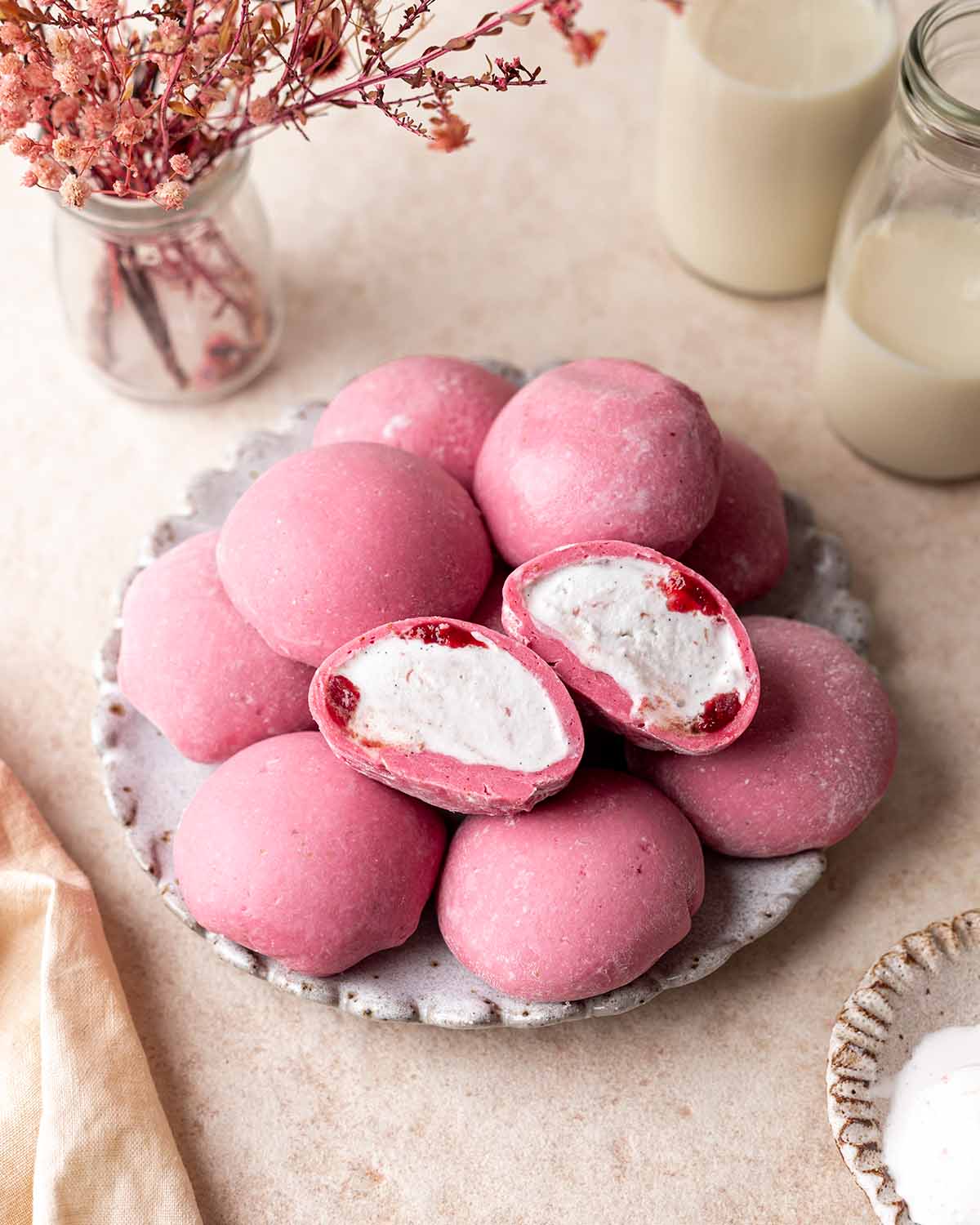 Strawberry Icecream Mochi Recipe