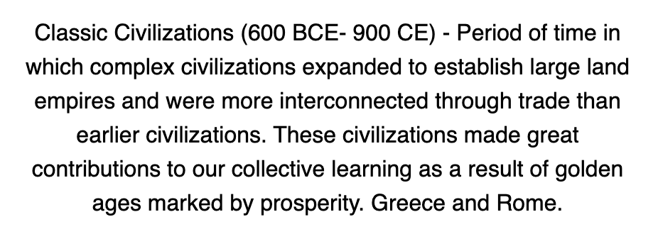 "Classic" Civilizations