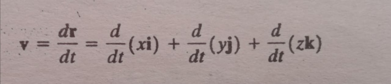 Velocidad: la primera derivada con rspecto al tiempo de r proporciona la velocidad v de la particula