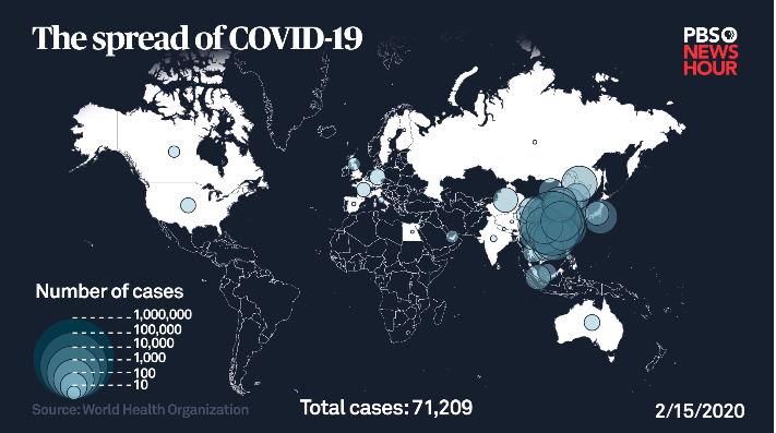 6 weeks later

By half way through February, the numbers had quadrupled globally. A notable fact also is that there was the f