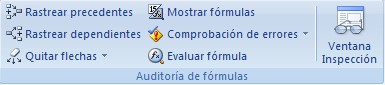 La herramienta de auditoría de formulas:
Nos permiten controlar y auditar las formulas que se hayan realizado.