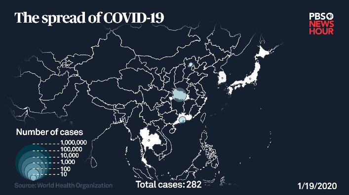 Fortnight later

A fortnight into 2020, there were now 282 cases of Covid-19. This meant that it was declared a pandemic as i