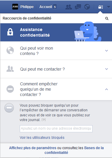 J’utilise les paramètres de confidentialité