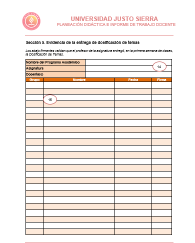 SECCIÓN 5. ENTREGA DE DOSIFICACIÓN DE TEMAS