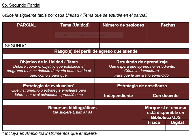 Primero, segundo y tercer parcial