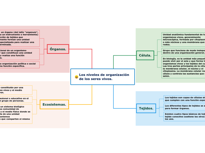 Los niveles de organización de los seres vivos.