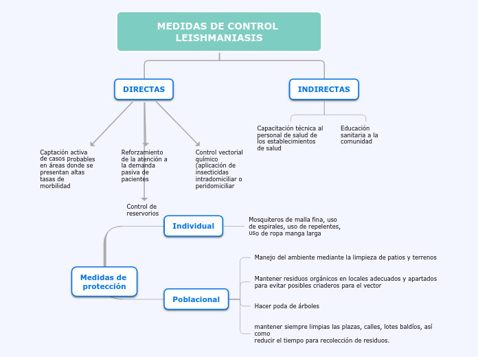 MEDIDAS DE CONTROL LEISHMANIASIS - Mapa Mental