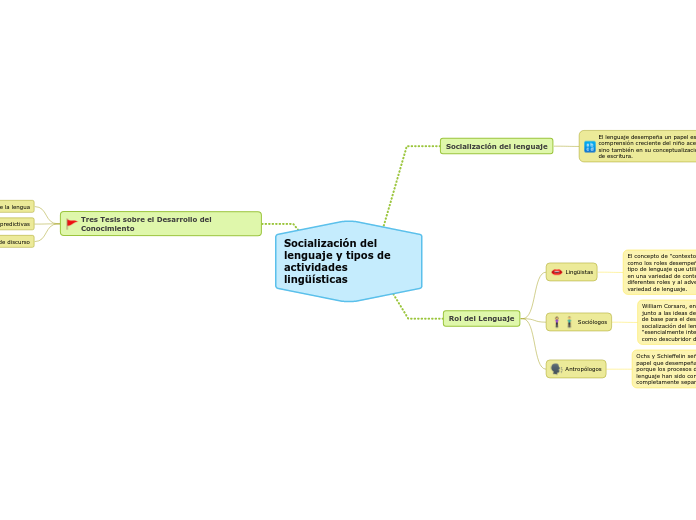 Socialización del lenguaje y tipos de actividades lingüísticas