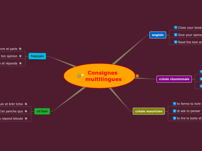 Consignes 
multilingues - Carte Mentale