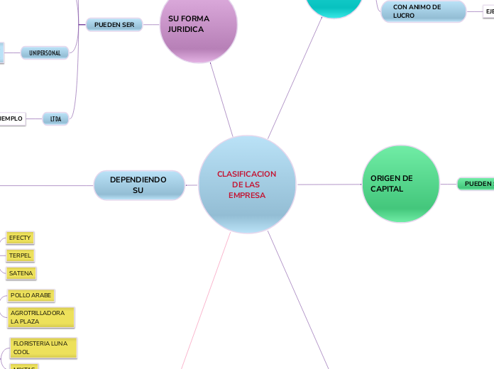 CLASIFICACION DE LAS EMPRESA - Mapa Mental