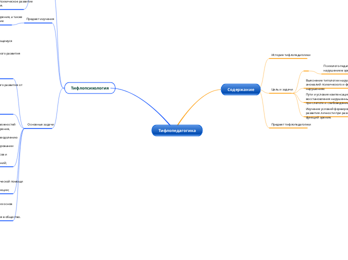 Тифлопедагогика - Мыслительная карта