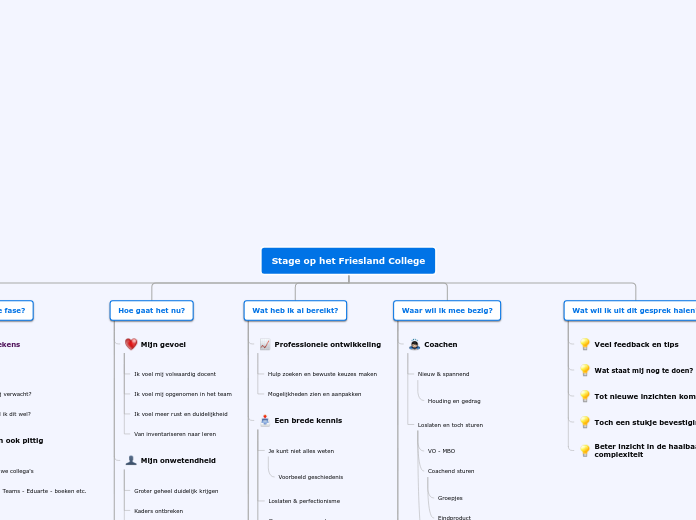 Stage op het Friesland College - Mindmap