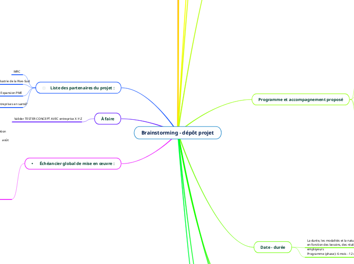 Brainstorming - dépôt projet - Carte Mentale