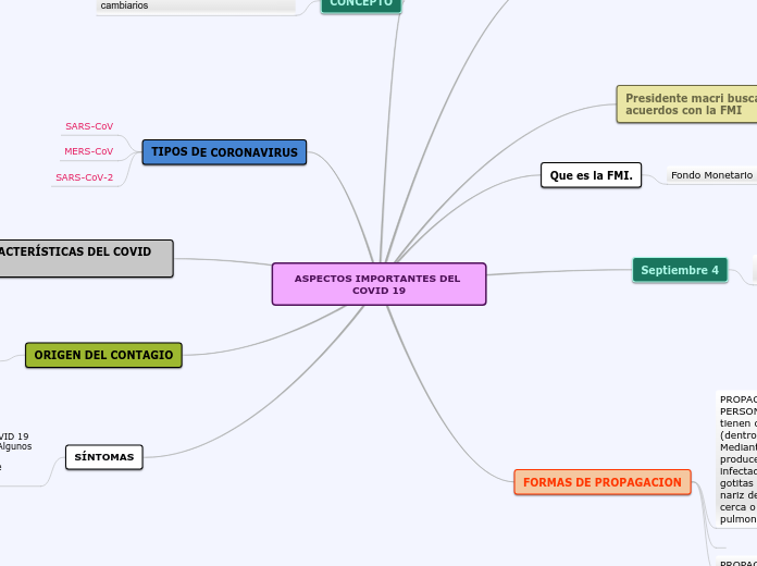 ASPECTOS IMPORTANTES DEL COVID 19 - Mapa Mental