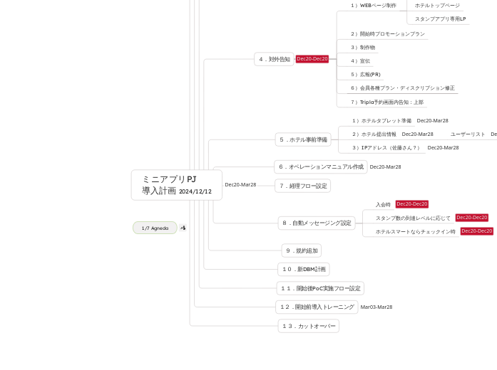 ミニアプリPJ
導入計画 2024/12/12 - マインドマップ