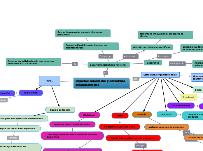 Departamentalización y estructuras organizacionales