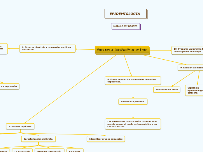 Pasos para la Investigación de un Brote - Mapa Mental