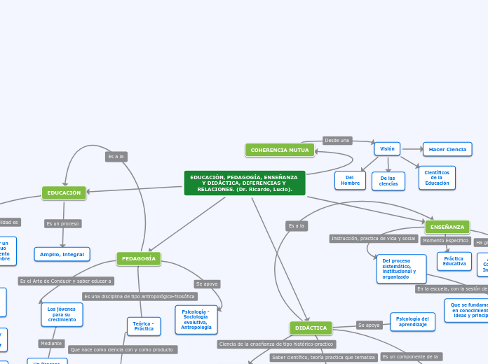 EDUCACIÓN, PEDAGOGÍA, ENSEÑANZA Y DIDÁCTICA, DIFERENCIAS Y RELACIONES. (Dr. Ricardo, Lucio).