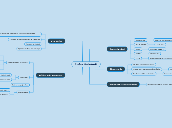 Stefan Marinković - Mind Map