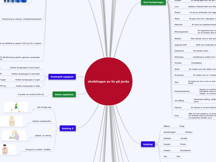 Utviklingen av liv på jorda - Tankekart