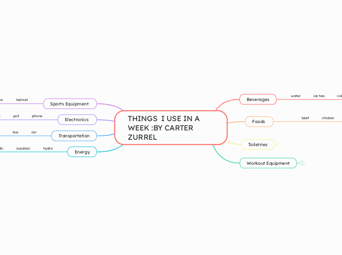 THINGS  I USE IN A       WEEK :BY CARTER ZURREL