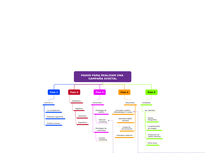 PASOS PARA REALIZAR UNA CAMPAÑA DIGITAL - Mapa Mental