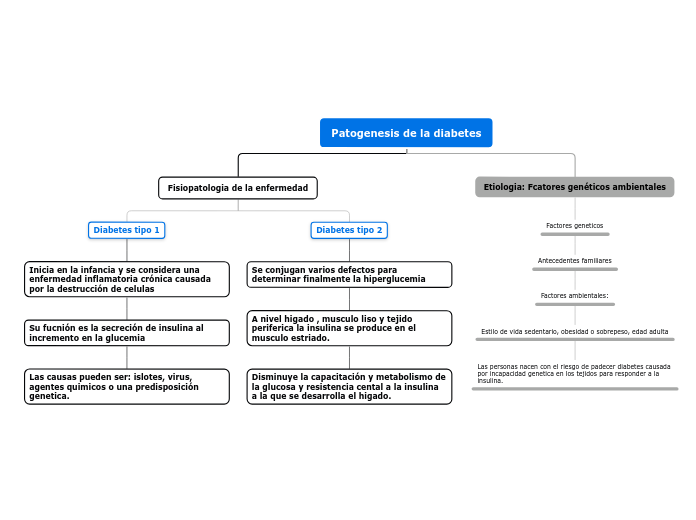 Patogenesis de la diabetes - Mapa Mental