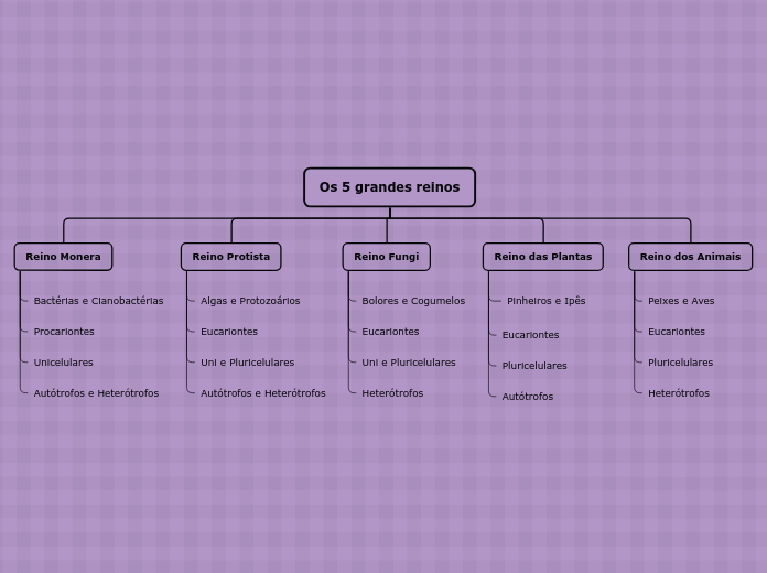 Os 5 grandes reinos - Mapa Mental