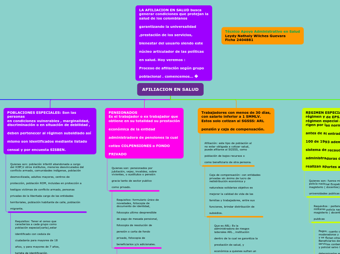 AFILIACION EN SALUD - Mapa Mental