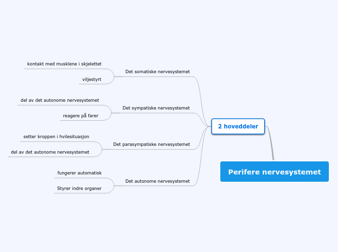 Perifere nervesystemet - Tankekart