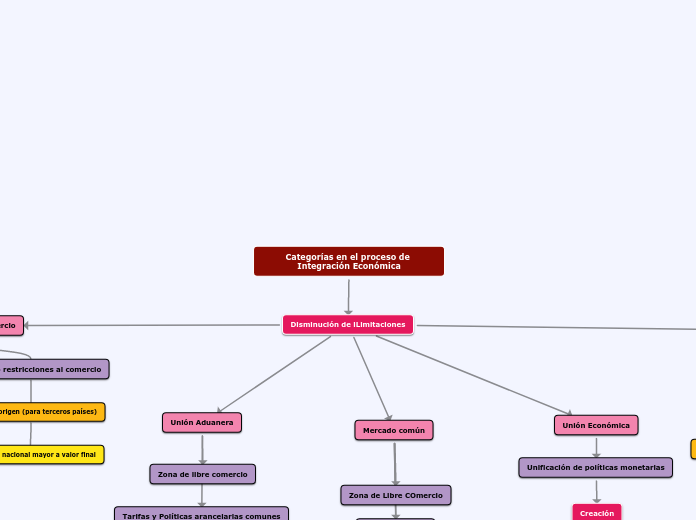 Categorías en el proceso de Integración Económica