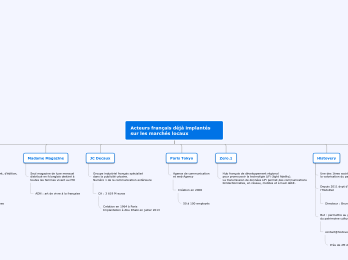 Acteurs français déjà implantés sur l...- Carte Mentale