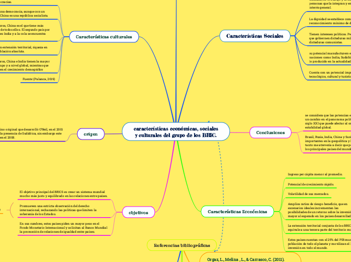 características económicas, sociales
y culturales del grupo de los BRIC.