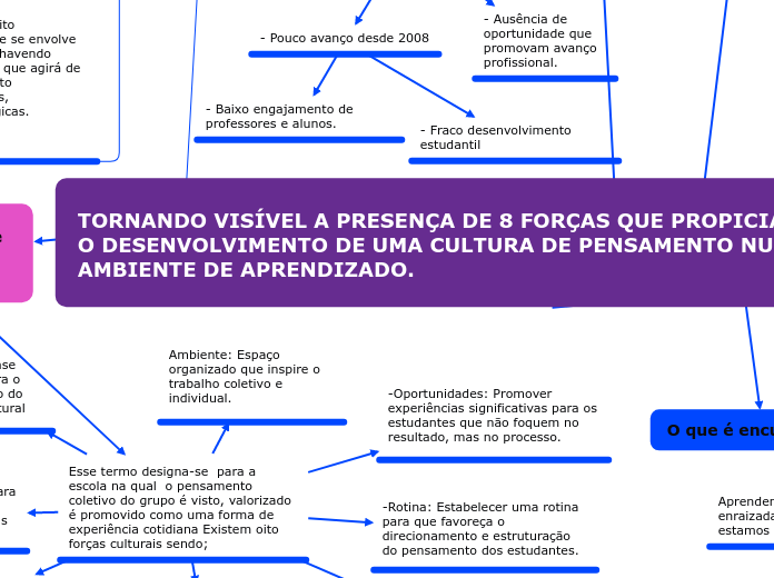 TORNANDO VISÍVEL A PRESENÇA DE 8 FORÇAS QUE PROPICIAM O DESENVOLVIMENTO DE UMA CULTURA DE PENSAMENTO NUM AMBIENTE DE APRENDIZADO.