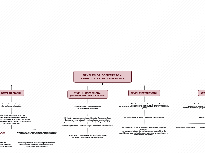 NIVELES DE CONCRECIÓN CURRICULAR EN ARGENTINA