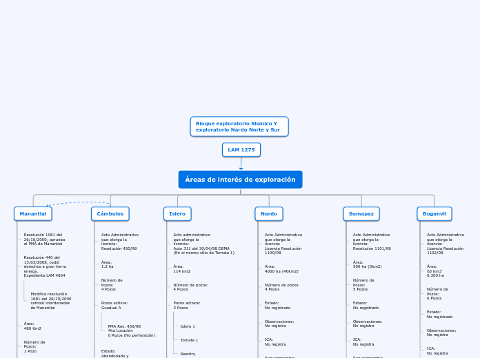 Áreas de interés de exploración - Mapa Mental